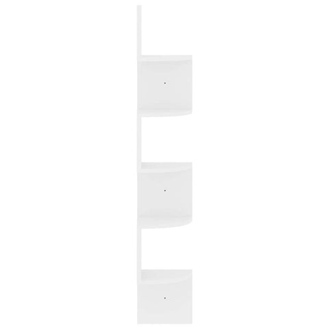 Wall Corner Shelf High Gloss White 7.5"x7.5"x48.4" Engineered Wood