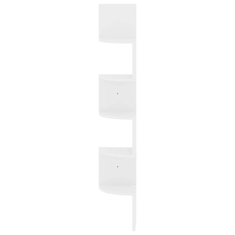 Wall Corner Shelf High Gloss White 7.5"x7.5"x48.4" Engineered Wood