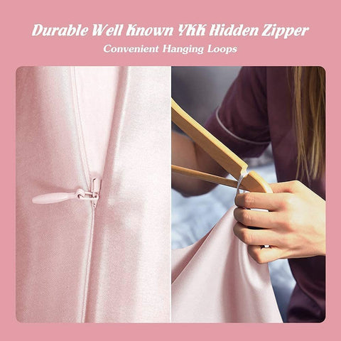 100% Silk Pillowcase with Hidden Zipper,1PC, Queen 20"x30" 600 Thread Count, (Pink)