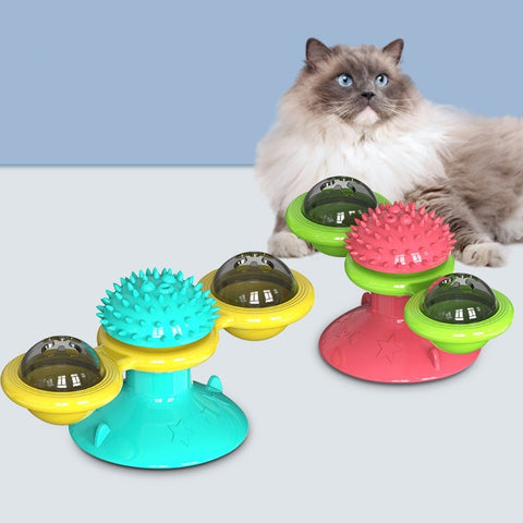 Cat Turntable Toy, Multifunction Catnip Rotating Windmill Toy.