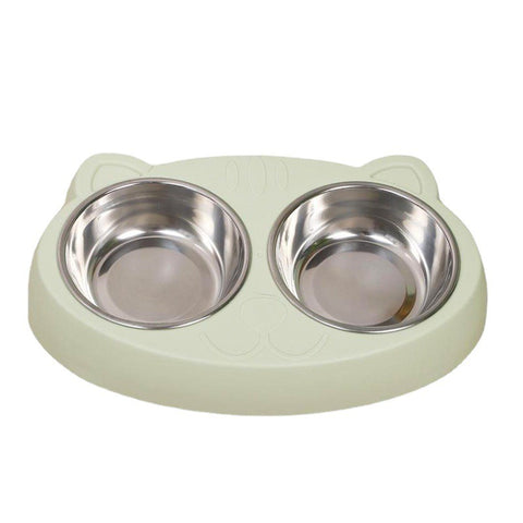 Double Dog Stainless Steel Water And Food Bowls With Non-Slip Resin Station,