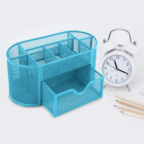 Metal Mesh Pencil Holders Desk Organizer with 9 Compartments