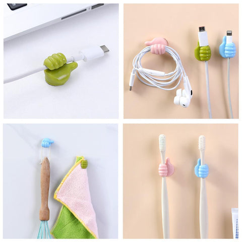 Thumb hook traceless  punch-free multi-function data cable holder