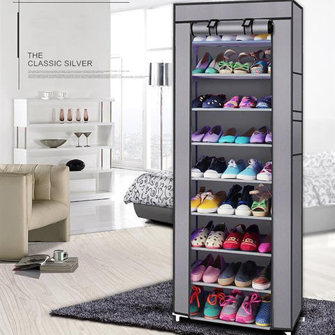 10 Layer 9 Grid Shoe Rack Shelf Storage Closet Organizer Cabinet Multiple Colors