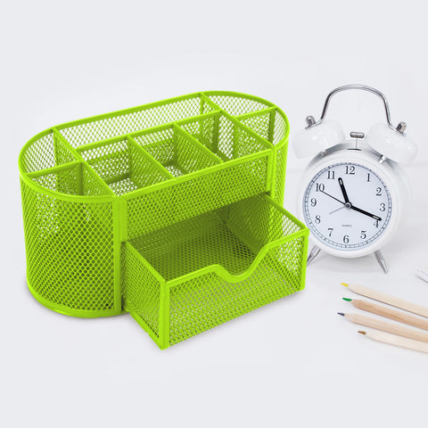 Metal Mesh Pencil Holders Desk Organizer with 9 Compartments