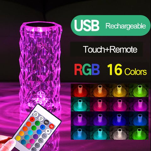 16 Colors Crystal Table Lamp ,Touch Night Light