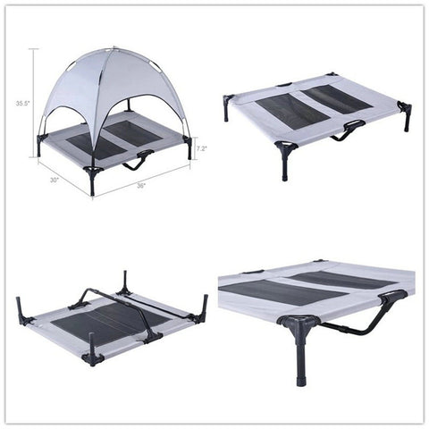 Elevated Outdoor Dog Bed with Sun Canopy.