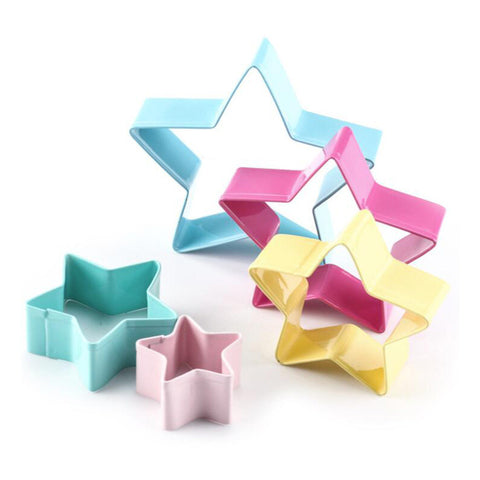 Set of 5 3D Star Shape Biscuit Cutter Cookie Mold ;Stainless Steel