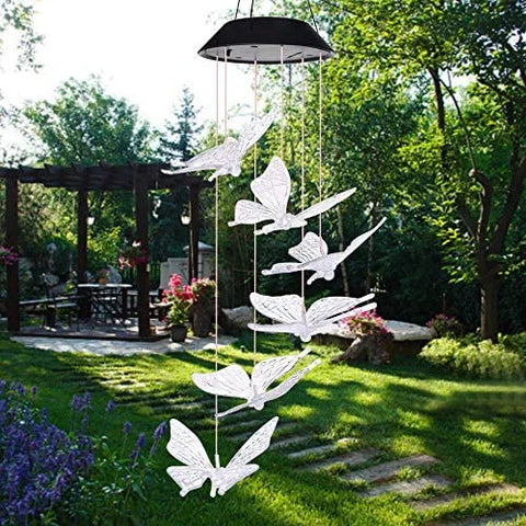 Yard Decor Lights; Solar Butterfly Chimes.