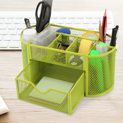 Metal Mesh Pencil Holders Desk Organizer with 9 Compartments