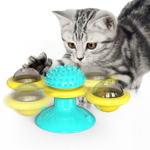 Cat Turntable Toy, Multifunction Catnip Rotating Windmill Toy.