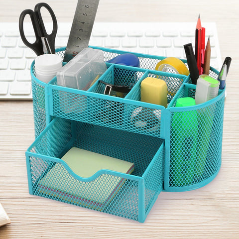 Metal Mesh Pencil Holders Desk Organizer with 9 Compartments