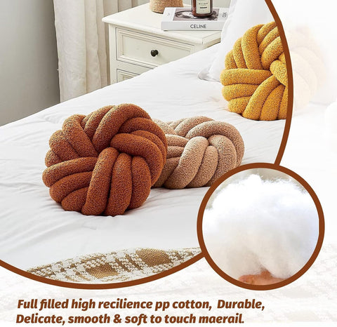 Soft Knot Ball Pillows Throw Knotted Handmade Round Plush Pillow