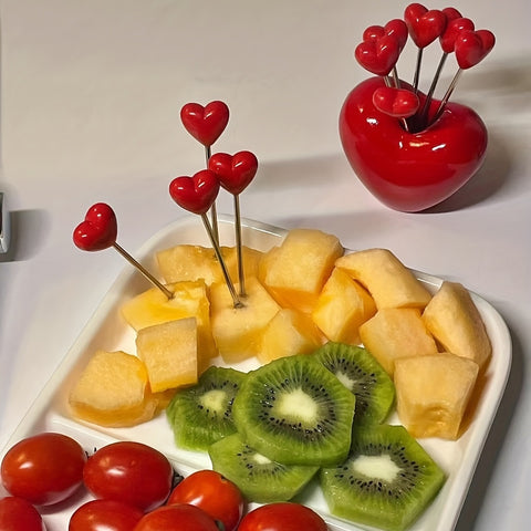 10pcs; Love Fruit Forks; Stainless Steel Cake Fork Set.