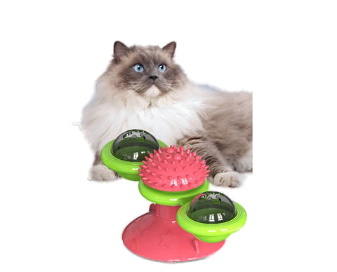 Cat Turntable Toy, Multifunction Catnip Rotating Windmill Toy.