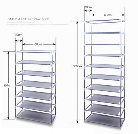 10 Layer 9 Grid Shoe Rack Shelf Storage Closet Organizer Cabinet Multiple Colors