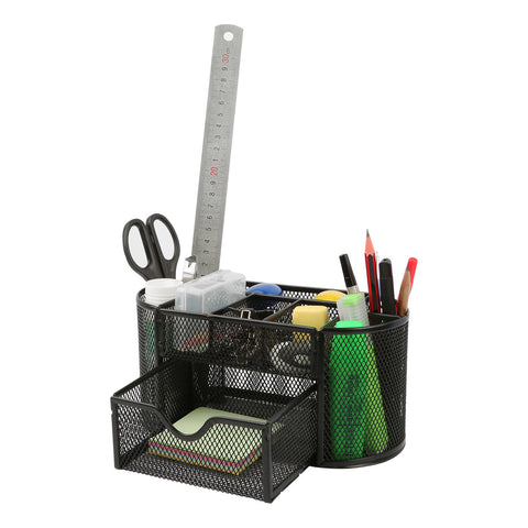 Metal Mesh Pencil Holders Desk Organizer with 9 Compartment Pen Holder Storage
