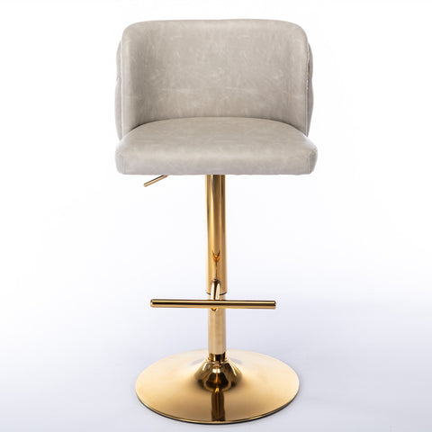 Modern PU Upholstered Swivel Bar Stools With Adjustable Seat Height And tufted Back. (Beige, Set of 2)