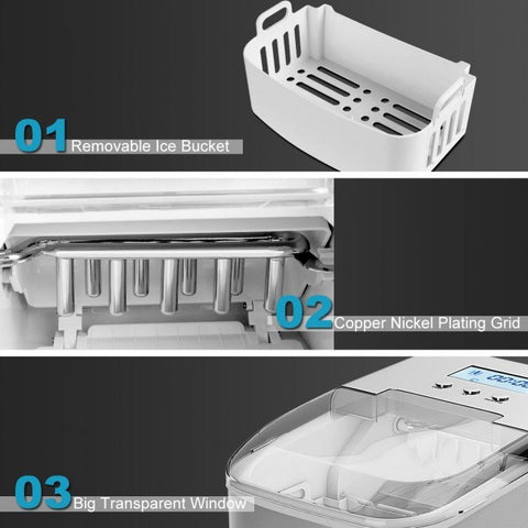 26 lbs Countertop LCD Display Ice Maker with Ice Scoop