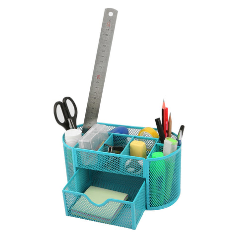 Metal Mesh Pencil Holders Desk Organizer with 9 Compartments