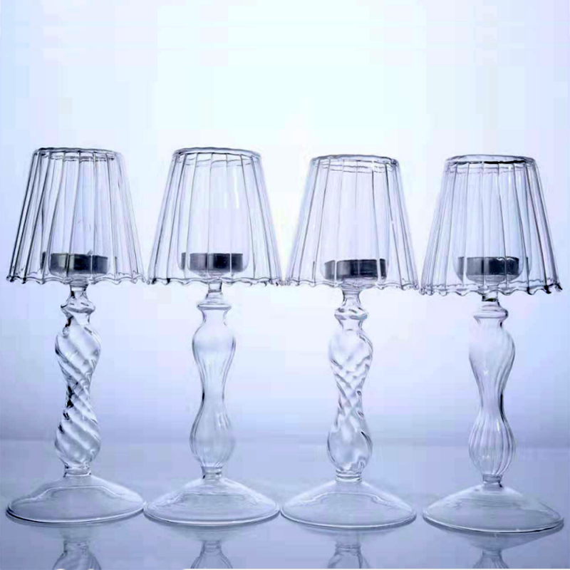 Clear Glass Table Lamp Candle Holder - Clear