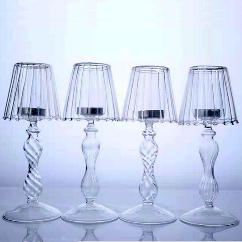 Clear Glass Table Lamp Candle Holder - Clear