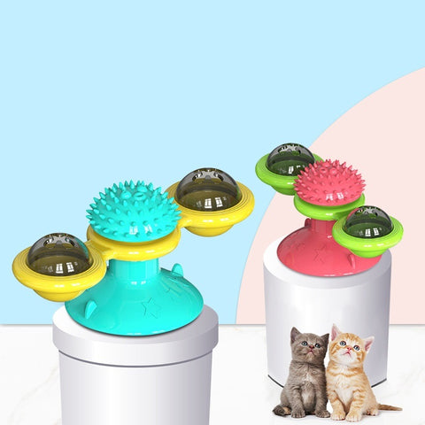 Cat Turntable Toy, Multifunction Catnip Rotating Windmill Toy.