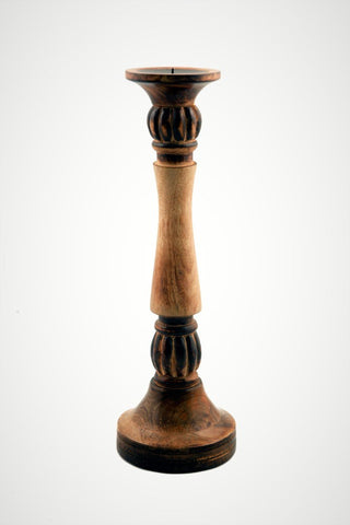 Benzara Mango Wood Vintage Style Candleholder/Candlestick, Set of 3, Brown